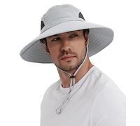 Wmcaps Chapeau Homme Soleil Anti UV Chapeau Randonnée Homme Bord Large Aventurier été Brousse Militaire Chapeaux de Voyage Safari Cowboy Boonie Hat Casquette Peche (Gris Clair)