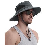 Wmcaps Chapeau Homme Soleil Anti UV Chapeau Randonnée Homme Bord Large Aventurier été Brousse Militaire Chapeaux de Voyage Safari Cowboy Boonie Hat Casquette Peche (Gris Foncé)