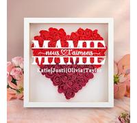 WMDIY Cadeau Fete des Grand Mere Personnalisé pour Mamie, Boîte D'ombre de Fleurs Personnalisé avec Texte, Cadre Photo Personnalisé, Cadeau Fete des Mamies, Cadeau Fête des Grands Mères, Cadeau Mamie