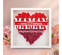 WMDIY Cadeau Fete des Meres Personnalisé pour Maman, Boîte D'ombre de Fleurs Personnalisé avec Texte, Cadre Photo Personnalisé, Cadeau Anniversaire Maman, Cadeau Anniversaire Femme, Cadeau Maman