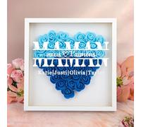 WMDIY Cadeau Fete des Meres Personnalisé pour Maman, Boîte D'ombre de Fleurs Personnalisé avec Texte, Cadre Photo Personnalisé, Cadeau Anniversaire Maman, Cadeau Anniversaire Femme, Cadeau Maman