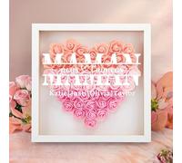 WMDIY Cadeau Fete des Meres Personnalisé pour Maman, Boîte D'ombre de Fleurs Personnalisé avec Texte, Cadre Photo Personnalisé, Cadeau Anniversaire Maman, Cadeau Anniversaire Femme, Cadeau Maman