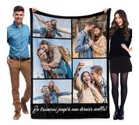 WMDIY Cadeau Saint Valentin Personnalisé pour Femme Homme, Plaid Personnalisé Photo et Texte, Couverture Personnalisée, Cadeau Anniversaire Femme Homme, Cadeau Personnalisé Amour Couple Copine Copain