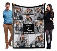 WMDIY Cadeau Saint Valentin Personnalisé pour Femme Homme, Plaid Personnalisé Photo et Texte, Couverture Personnalisée, Cadeau Anniversaire Femme Homme, Cadeau Personnalisé Amour Couple Copine Copain