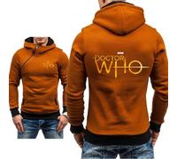 WMDMJT Sweat à Capuche Polaire Homme - Sweat Zippé Hiver Chaud, Style Décontracté pour Doctor Who, Pull Épais à Manches Longues pour Garçons, Adolescents et Hommes,Brown-l