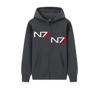 WMDMJT Sweat À Capuche Zippé Homme - Veste Chaude À Capuche pour Mass Effect N7, Manches Longues, Style Décontracté, avec Poches, pour L’école,Gray-m