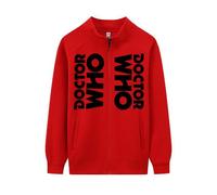 WMDMJT Sweat Zippé À Col Montant pour Homme - Sweatshirt À Manches Longues Inspiré De Doctor Who, Molleton Léger en Coton Mélangé, Doux Et Respirant pour L'automne Et l'hiver,Red-XX_l