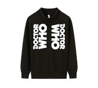 WMDMJT Sweat Zippé À Col Montant pour Homme - Sweatshirt À Manches Longues Inspiré De Doctor Who, Molleton Léger en Coton Mélangé, Doux Et Respirant pour L'automne Et l'hiver,Black-l