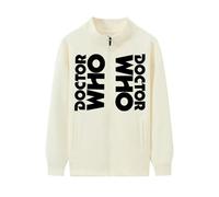 WMDMJT Sweat Zippé À Col Montant pour Homme - Sweatshirt À Manches Longues Inspiré De Doctor Who, Molleton Léger en Coton Mélangé, Doux Et Respirant pour L'automne Et l'hiver,Beige-x_l