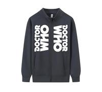 WMDMJT Sweat Zippé À Col Montant pour Homme - Sweatshirt À Manches Longues Inspiré De Doctor Who, Molleton Léger en Coton Mélangé, Doux Et Respirant pour L'automne Et l'hiver,Grey-l