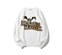 WMDMJT Sweatshirts Oversize Unisexe pour Monster Hunter À Manches Longues - Pull Col Rond Ample Confortable pour Un Look Tendance Au Quotidien,White-m