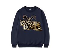 WMDMJT Sweatshirts Oversize Unisexe pour Monster Hunter À Manches Longues - Pull Col Rond Ample Confortable pour Un Look Tendance Au Quotidien,Dark Blue-x_l