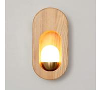 Wmdtr Appliques Murales en Bois Lampes Luminaire, Applique Murale Ultra-Mince Japonaise en Bois de Frêne G4, Abat-Jour en Acrylique Nordic Flush Mount Ellipse Lampes Murales en Bois