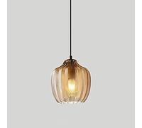 Wmdtr Éclairage Suspendu de Style Minimaliste Moderne, Lustre d'abat-Jour en Verre Ambre créatif, Lampe de Pendentif à tête Unique E27 pour Chambre à Coucher de Chevet Salon