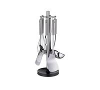 WMF 18.7670.9990 Set 7 pièces Acier Inoxydable : Support 42.5cm, Spatule, Cuillère, Cuillère Rainurée, Épluche-légumes, Fouet, Lavable Lave-Vaisselle