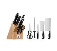 WMF 1895859992 Spitzenklasse Plus 6 pièces Performance Cut Bloc à Couteaux forgé Couteau Lame en Acier spécial Rivets en Acier Inoxydable Poignées en Plastique, Bois de hêtre, Multicolore, 6 unités