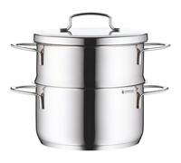 WMF Mini cuiseur vapeur avec couvercle en métal, petit, 16 cm, 1,5 l, acier inoxydable poli Cromargan, induction, empilable, idéal pour les petites portions ou les ménages individuels
