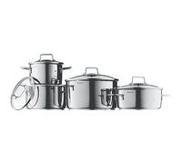 WMF 780046040 Astoria Bord verseur Set de 4 Pièces Couvercle en Verre Cromargan Poli Induction Passe au Lave-Vaisselle, Acier Inoxydable, Argent, 27 cm, 4 unités