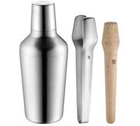 WMF Bar Set de 4 pièces Doseur Passoire mesure pince Pilon Matriochka en acier inoxydable Cromargan Hêtre cadeau Passe au lave-vaisselle