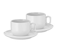 WMF Barista Lot de 4 tasses à café 160 ml avec soucoupes pour cappuccino, porcelaine, verre à café, tasses à café, tasses à café, passent au lave-vaisselle