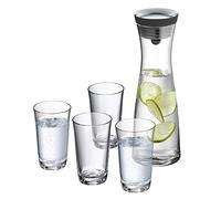 WMF Basic Carafe à Eau Set 5 pièces, Carafe 1l avec 4 Verres à Eau 250ml, Carafe en Verre avec Couvercle, Couvercle en Silicone, Fermeture rapprochée