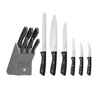 WMF Bloc à couteaux avec set de couteaux 7 pièces, set de couteaux de cuisine avec porte-couteaux, 6 couteaux tranchants, bloc en bois laqué, lame en acier spécial