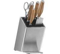 WMF Bloc à couteaux Grand Gourmet avec set de couteaux 6 pièces, manche en bois, fabriqué en Allemagne, 4 couteaux forgés, manche en bois d'olivier, couteaux forgés, ciseaux, bloc à couteaux FlexTec
