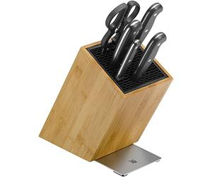 WMF Bloc à couteaux Top Class Plus Asia avec set de couteaux 6 pièces, fabriqué en Allemagne, 4 couteaux forgés, ciseaux, bloc à couteaux FlexTec, Performance Cut