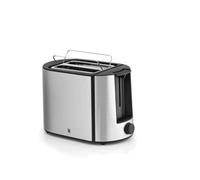 WMF Bueno Pro 6 Référence 04.1413.0011 : Grille-pain 2 tranches Acier Inoxydable Noir/Argent 870W, 6 niveaux brunissage, Fonctions Réchauffage/Décongélation