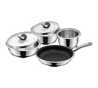 WMF Click&Serve Lot de 7 casseroles à induction avec poignée amovible et couvercle en verre Cromargan en acier inoxydable