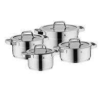 WMF Compact Cuisine Lot de 4 casseroles à induction avec couvercle en verre Cromargan en acier inoxydable poli Cromargan Non revêtu Graduation intérieure