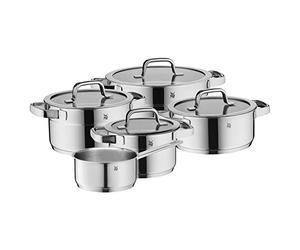 WMF Compact Cuisine Lot de 5 casseroles à induction avec couvercle en verre Cromargan en acier inoxydable poli Cromargan Non revêtu Graduation intérieure