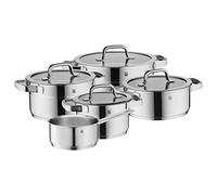 WMF Compact Cuisine set de casseroles induction 5 pièces, set de casseroles avec couvercle en verre, acier inoxydable poli Cromargan, set de casseroles à induction non revêtu, détartrage interne