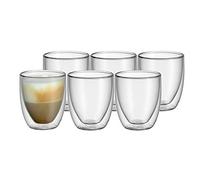 WMF culte verres à cappuccino à double paroi lot de 6, verres à double paroi 250 ml, effet flottant, verres thermiques, verre à thé résistant à la chaleur, verre à café