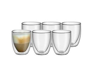 WMF culte verres à cappuccino à double paroi lot de 6, verres à double paroi 250 ml, effet flottant, verres thermiques, verre à thé résistant à la chaleur, verre à café