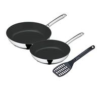 WMF Devil Lot de 3 poêles à Frire Induction 24 28 cm avec spatule en Acier Inoxydable Cromargan Revêtement céramique Passe au Four