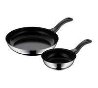 WMF Devil set de poêles 2 pièces, poêle 18, 28 cm, induction, revêtement en acier inoxydable Cromargan, revêtement céramique, poignée en plastique