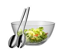 WMF Ensemble de 3 saladiers Taverno, couverts à salade en verre, acier inoxydable Cromargan poli, lavable au lave-vaisselle, diamètre 25 cm