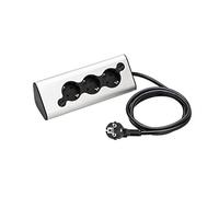 WMF Ambient Multiprise Cuisine Multiprise Pro 3 Prises avec 2 USB, Multiprise, Lumière Ambiante, pour Cuisine, Bureau, Salon, Prise Coudée à 45°, Acier Inoxydable Mat