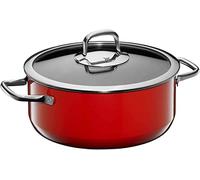 WMF Fusiontec Casserole compacte avec couvercle en verre Compatible induction 4,5 l En céramique high-tech Empilable et anti-rayures Rouge 24 cm