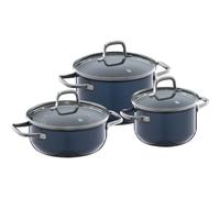 WMF Fusiontec Essential Set de casseroles à induction 3 pièces, set de casseroles avec couvercle en verre, set de casseroles à induction, céramique high-tech, résistant aux rayures, sans revêtement, b