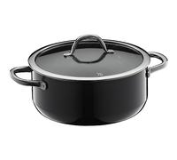WMF Fusiontec Inspire Faitout en céramique haute technologie anti-rayures, non revêtu, 24 cm, avec couvercle en verre, pour induction, 4,4 l, fabriqué en Allemagne Noir