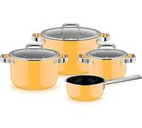 WMF Fusiontec Mineral Pro, set de 4 casseroles, matériau durable et résistant aux rayures, set de casseroles à induction, adapté à tous les types de feux, fabriqué en Allemagne, jaune mangue, 0519085