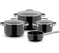WMF Fusiontec Mineral Pro, set de 4 casseroles, matériau durable et résistant aux rayures, set de casseroles à induction, adapté à tous les types de feux, fabriqué en Allemagne, noir, 0518695290