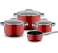 WMF Fusiontec Mineral Pro, set de 4 casseroles, matériau durable et résistant aux rayures, set de casseroles à induction, adapté à tous les types de feux, fabriqué en Allemagne, Rouge Passion, 051958