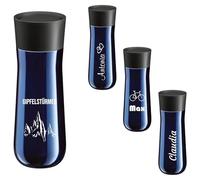 WMF Gobelet isotherme, motif Impuls avec gravure personnalisée, 350 ml, ouverture à 360°, pour le café, à emporter, bleu minuit