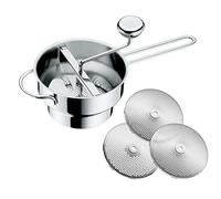 WMF Gourmet Moulin à légumes avec 3 disques perforés, 19 x 11,5 cm, en Acier Inoxydable Cromargan Poli, pour Fruits et légumes, démontable