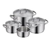 WMF Gourmet Plus Set de 4 casseroles à induction, avec couvercle en métal, acier inoxydable Cromargan mat, induction non revêtu, graduation interne.