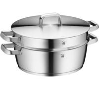 WMF Iconic Cocotte avec insert de cuisson vapeur 28 cm, faitout induction 5,7 l, grande casserole en acier inoxydable Cromargan poli, non revêtu