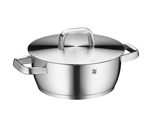 WMF Iconic Grande casserole 22 cm avec couvercle en métal pour induction 3,2 l Grande casserole en acier inoxydable Cromargan poli non revêtu